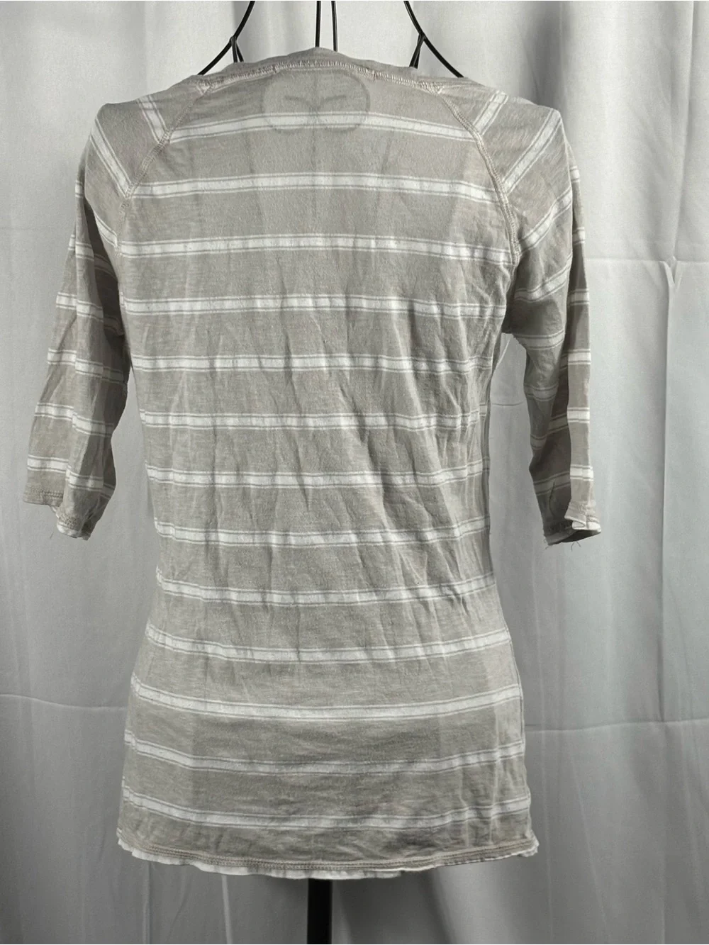Michael Stars Scoop Neck Striped Tee - Light Gray & White